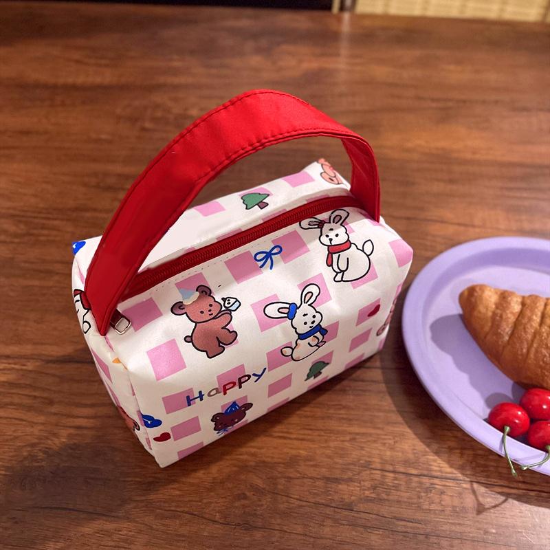 Cute Pink White Rabbit Handbag Cosmetic Bags Women Large Capacity Portable Travel Toiletry Storage Bags Makeup Pouch Girly Gifts