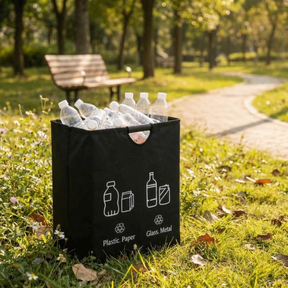 Large Capacity Waste Trash Sorting Organizer Folding Design Kitchen Trash Can Recycling