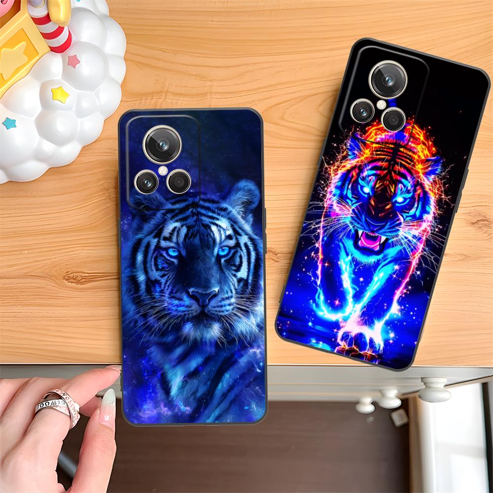 Tiger Neon Mobile Cell Phone Case for Realme 15 14 13 12 11 10 9 Pro Plus T I Lite 5G Colorful Printing Cover Cover Pretty