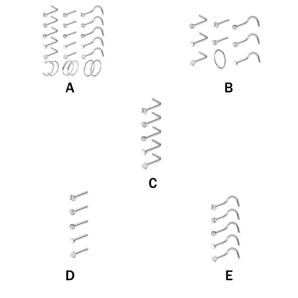 Nose Studs Set Removable Shaped Party Steel Reusable Stainless Decoration Jewelry Fashion Accessory Men Piercing DIY