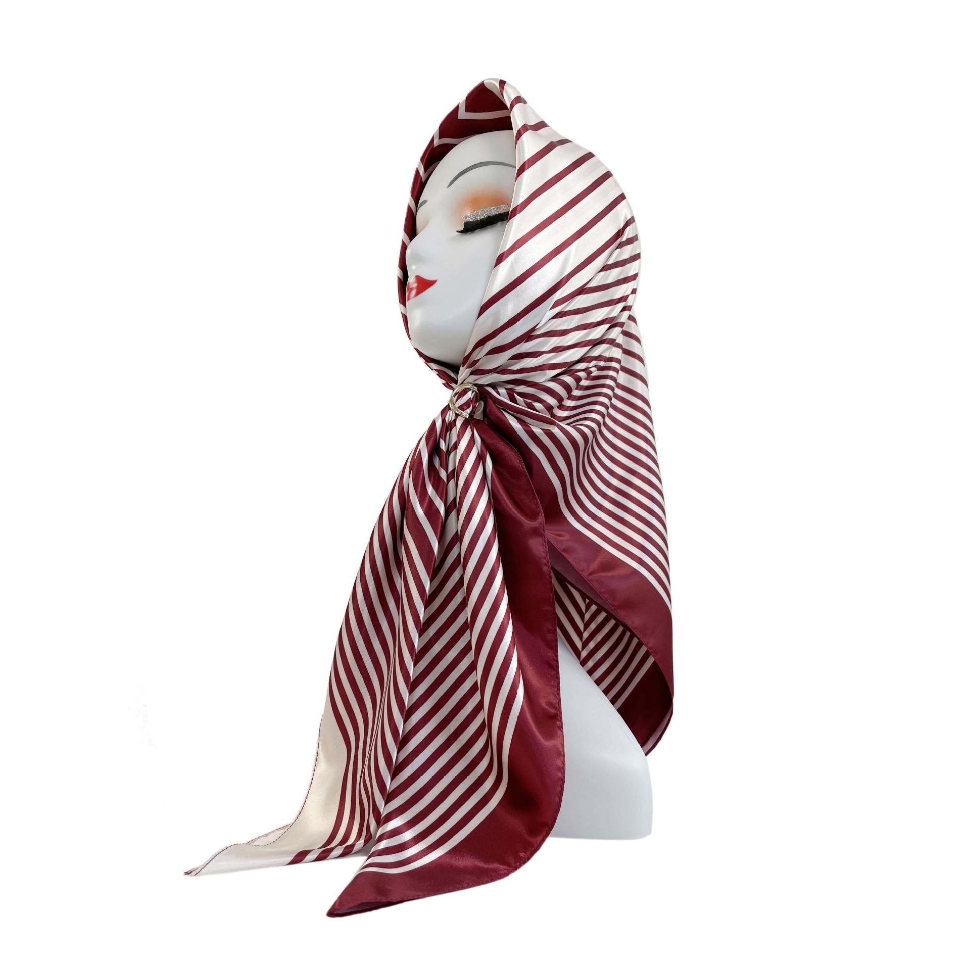 

Модный женский шелковый шарф, большой квадратный шарф, 90 см, тюрбан с принтом на спине, новый шелковый атласный платок, женский шарф 90*90cm