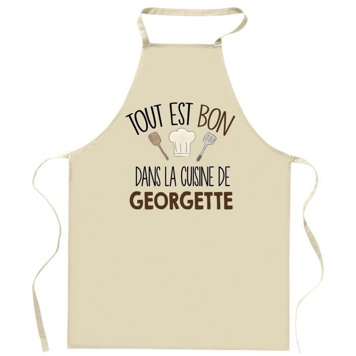Planetee Tablier Tout est bon dans la cuisine de GEORGETTE | Cadeau original Prénom pour Cuisinière | Vêtement Blouse protection