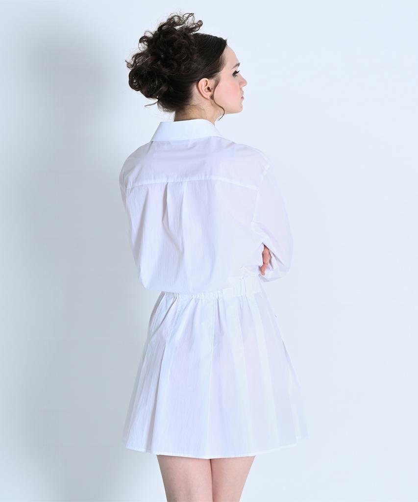 Make A Toast Open Collar Shirt Dress White Mbdsop002Wh