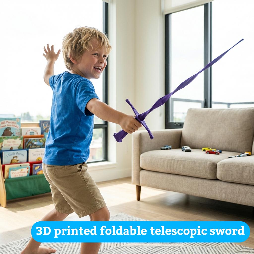 3D Printed Foldable Telescopic Sword- Extendable Transformation Toy & Display Piece, Unique Gift For Cosplay, Collectors, And Fans