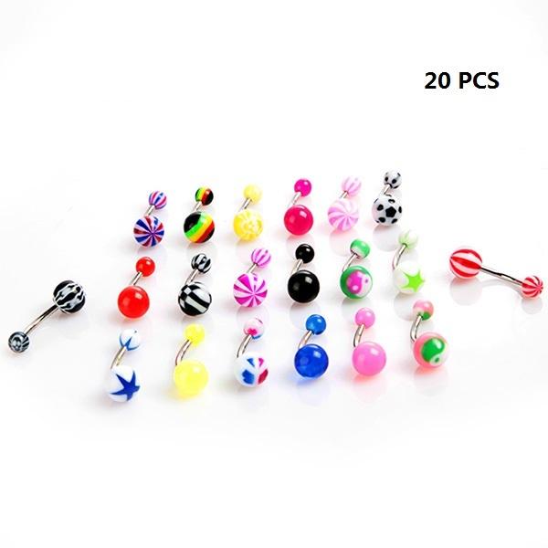 Soins de Santé Massage Corporel 12 pièces Acier Inoxydable Foret Double Tête Anneau de Piercing Nombril pour Massage