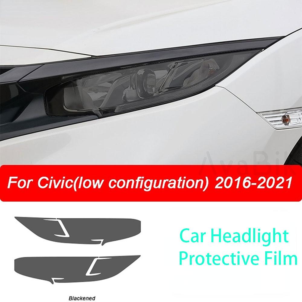 PPFCar Headlight Protective Film Front Light Transparent Smoked Black TPU Sticker for Honda Civic 10th Gen 2016- Accessories