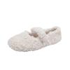 White French Mary Jane Flat-bottomed Fluffy Shoes for Women's New Autumn and Winter Warm-soled Beanie Cotton Shoes