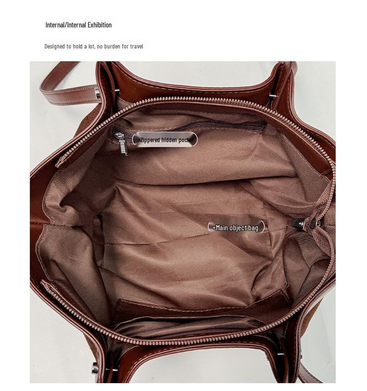 2026 Women's Retro Suede Tote: Large Capacity, Versatile Single Shoulder Bag for Autumn/Winter Commuting