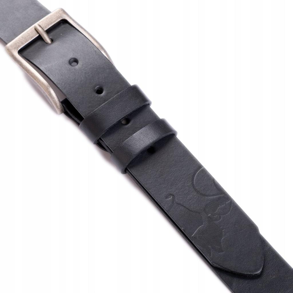 Wild DźINS men's leather belt black genuine grain leather Size 125 cm