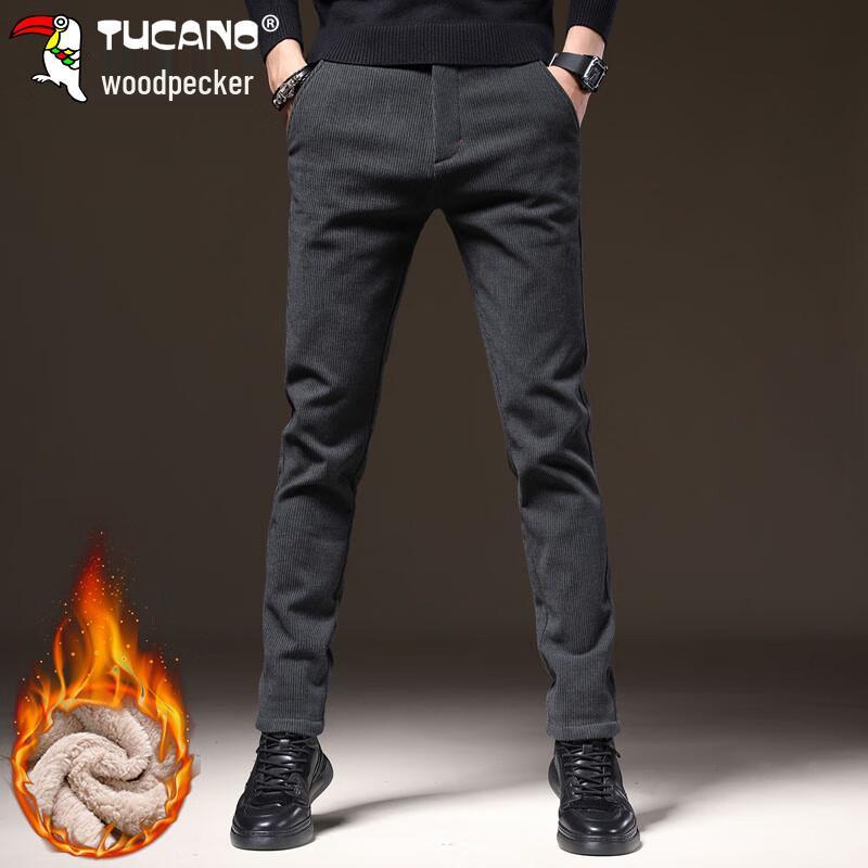 Tucano Men's Autumn/Winter Fleece Lined Straight-Leg Casual Pants