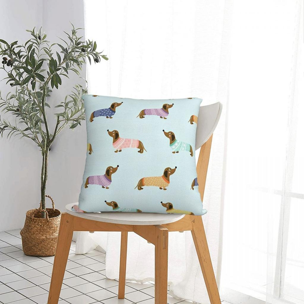 Dachshund Dog Csrtoon Square Pillow Covers Home Cute Animal Cushion Cover Cute Decor Pillowcase 4040