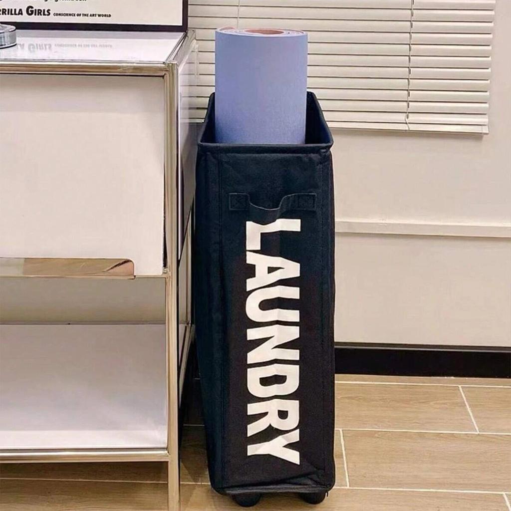 1pc - Large Waterproof Laundry Basket with Pulleys - Foldable, Multi-Purpose Storage for Bathroom, Laundry Room & Dorms