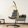 Hanging and Foldable Armchair with Cushions, in Steel and PE Rattan, 102x102x195 cm, Black Grey and Beige