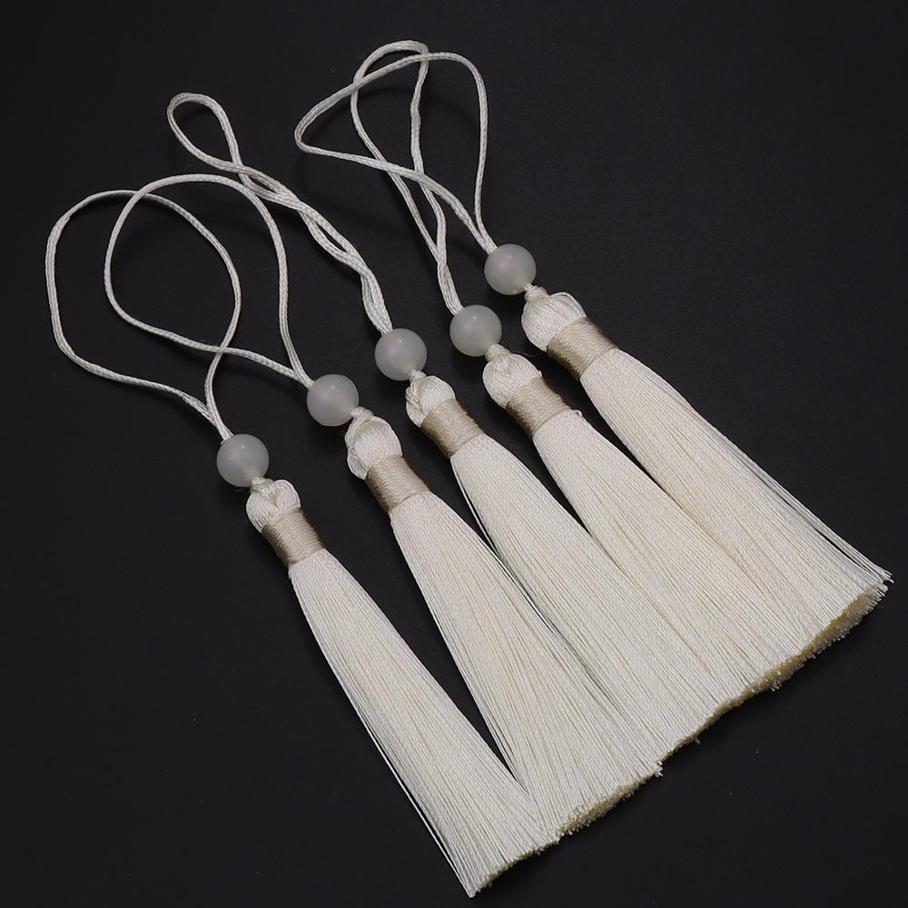 

10pcs Polyester Silk Tassels 7cm Colored Tassels Handmade Soft Craft Tassel Mini Beaded Tassel For Bookmarks Jewelry Making Deco бежевий
