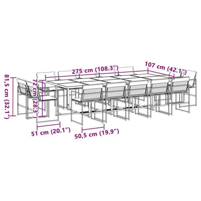 VidaXL Ensemble à manger de jardin avec coussins 15pcs blanc textilène, ensemble à manger d'extérieur, meuble à manger de 3295111