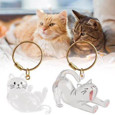 Cartoon Hund Katze Haaraufbewahrungsanhänger für DIY-Geschenk Schlüsselanhänger mit Haaraufbewahrungsfunktion im transparenten Katze Hund Haar Cartoon-Design