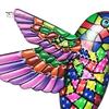 Abstract Geometric Wall Decor Metal Hummingbird Art Decor, Iron Colorful Bird Fence Decoration, Outdoor Sculpture Hanging Ornaments for Garden