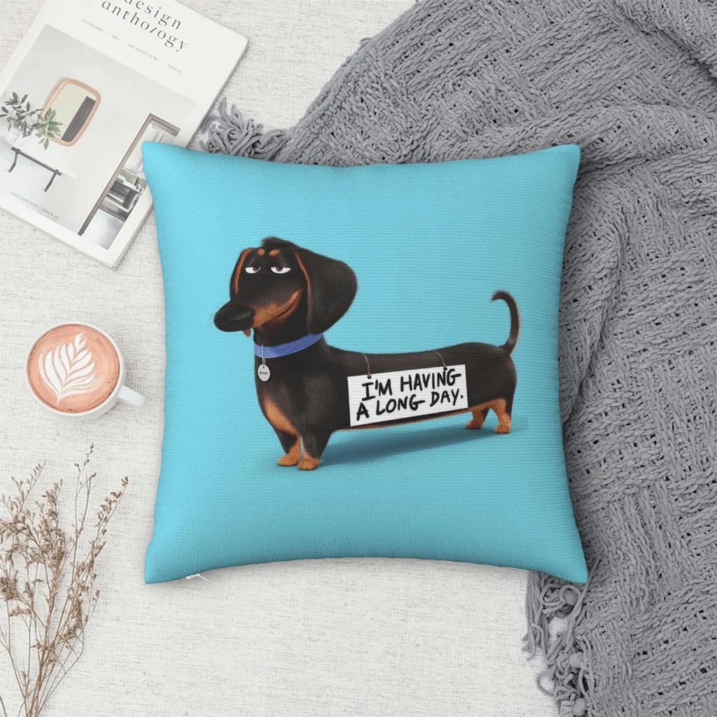 Cartoon Dachshund Pillow Covers Decorative Funny Wiener Badger Sausage Dog Pillowcase Home Sofa Car Cushion Covers 18x18 Inch