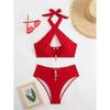 2025 Halter Cut Out High Waist Bikini Female Swimsuit Women Swimwear Two-pieces Bikini Set Padded Bather Bathing Suit Swim V6256