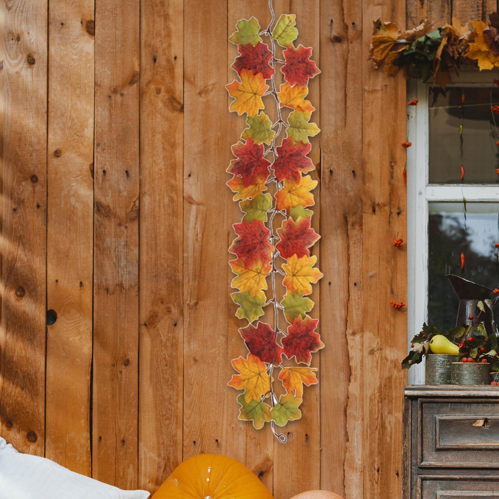 

Fall Leaf Garland Autumn Festival Christmas Realistic Artificial Indoor Ornament Style C