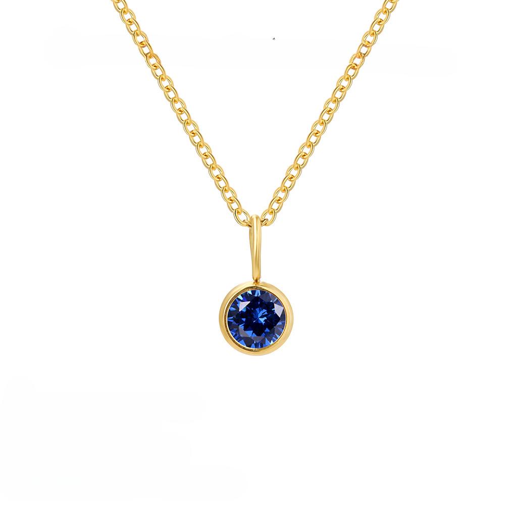 18K Gold Birthstone Stainless Steel Pendant Necklace