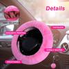 7PCS Set Car Interior Aesthetic Accessories, Fluffy 15 Inch Steering Wheel Cover, Armrest Pad, Seat Belt Cover,Gear Shift Cover, Fit Girly Car