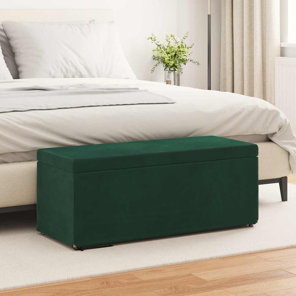 Stool Dark Green 101 x 41 x 40 cm Velvet and Engineered Wood