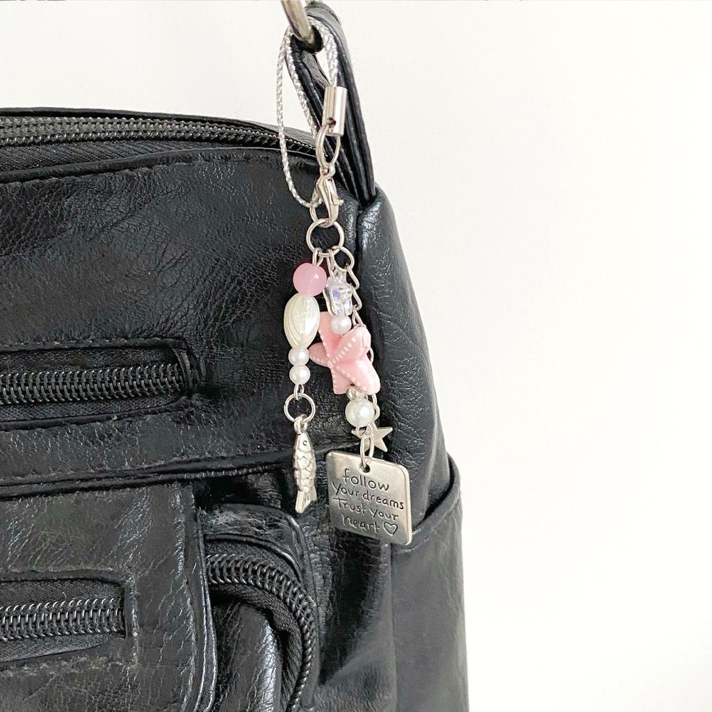 Stylish Beaded Fish Phone Chain Multifuntional Beads Accessory Keyring Decors Phone Strap for Fashion Enthusiasts