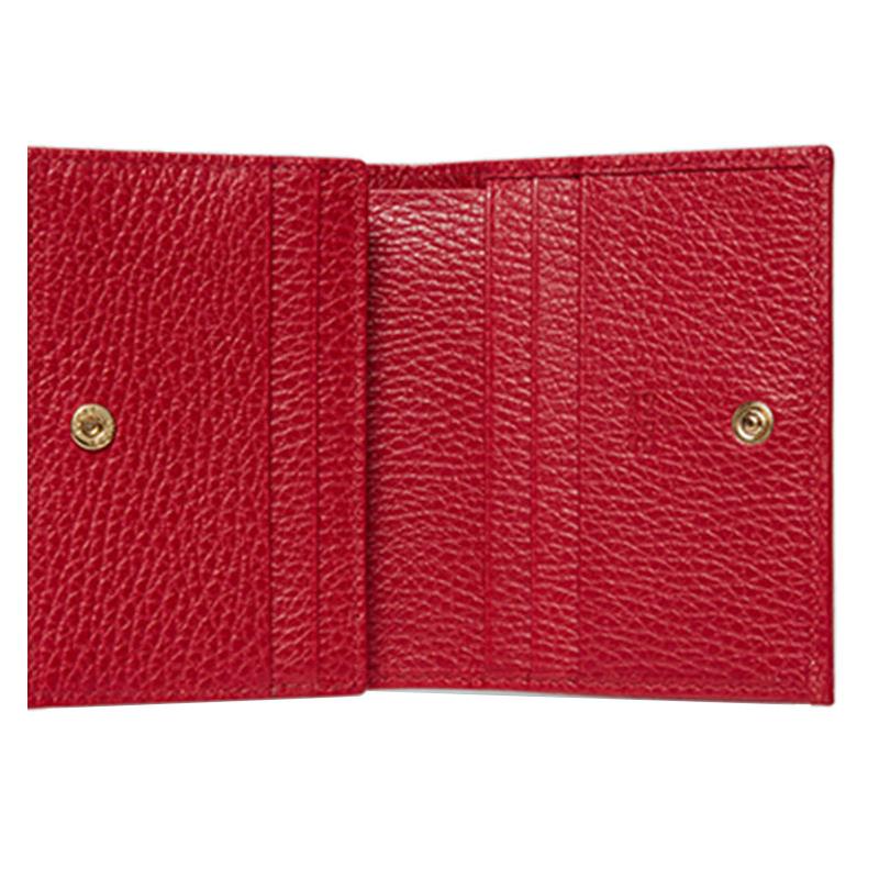 Gucci GG Marmont Gold Label Logo Bi-fold Flap Leather Card Holder Women's Red