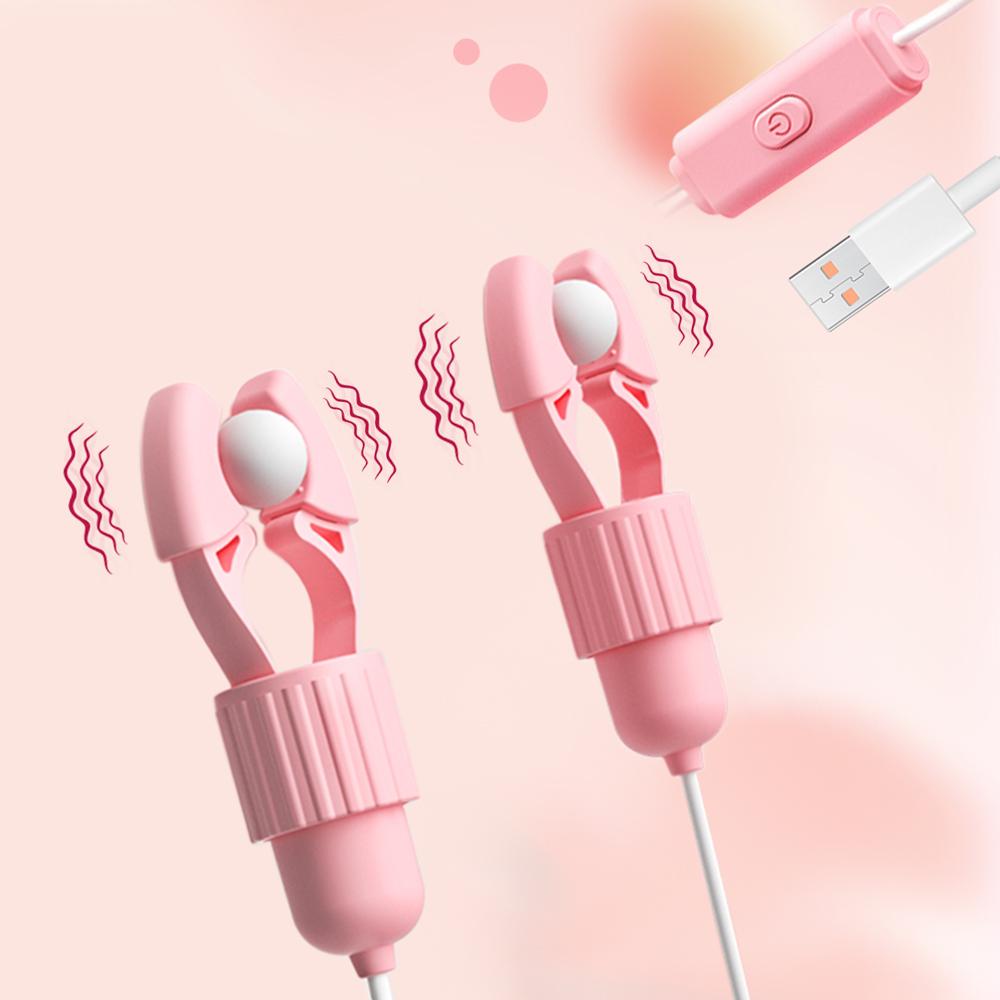 Nipple Clamps Vibrator Breast Massage Tongue Licking Sucking Vibrating Clit Stimulator Female Maturbator Adult Sex Toy For Women