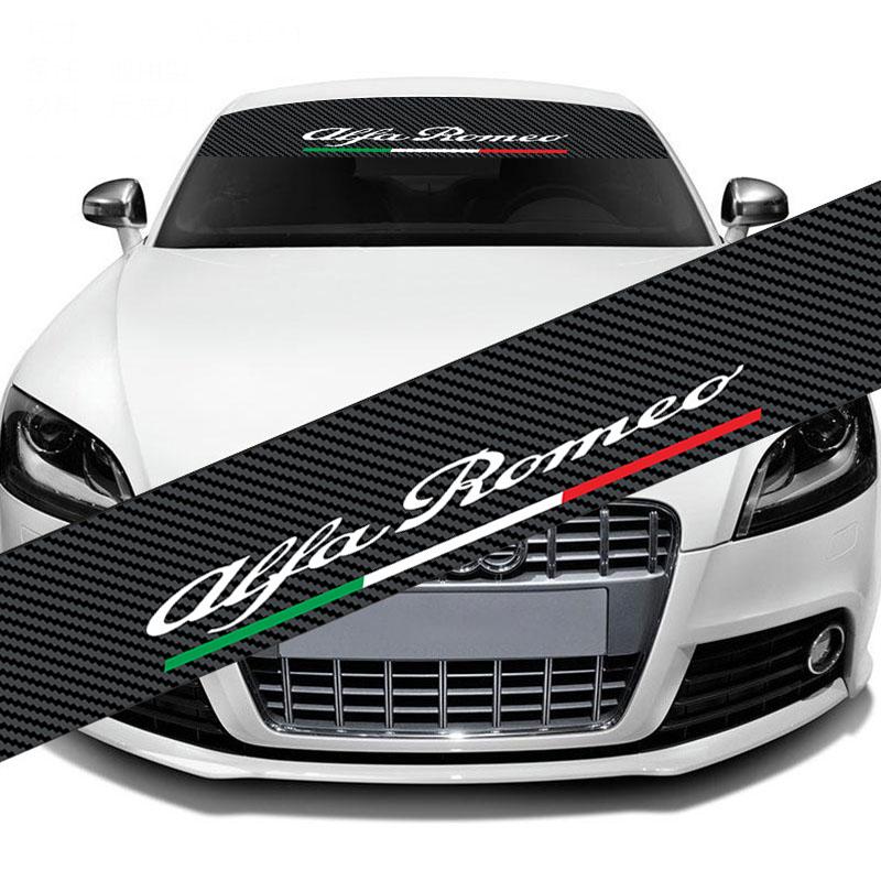ZOPJT1 Carbon Fibre Color Car Windshield Sticker Decal for Alfa Romeo Logo Stelvio Brera Giulia 166 156 159 147 155 Mito GT Giulietta