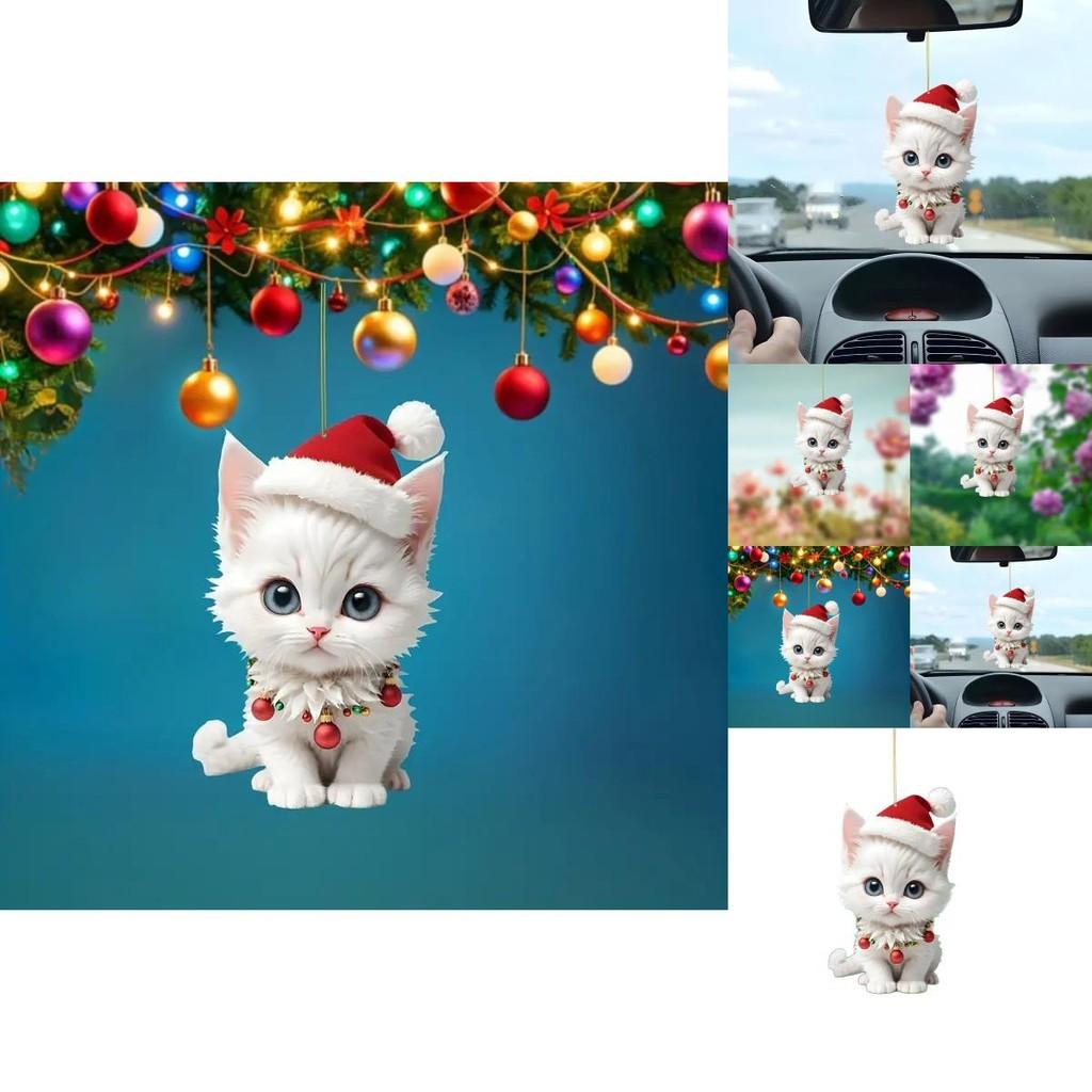Car Decor Acrylic Cute Cat Holiday Pendant For Vehicle Interior Decorations