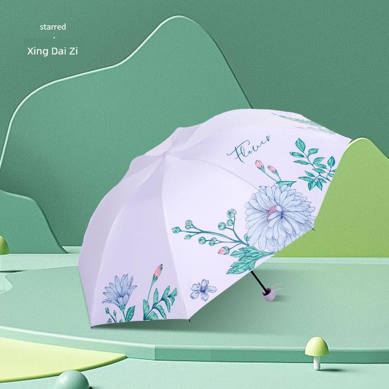Paradise Umbrella 2026 New Lightweight Sun Protection Umbrella for Women, Manual Folding Dual-Use Sun and Rain Umbrella with Black Coating
