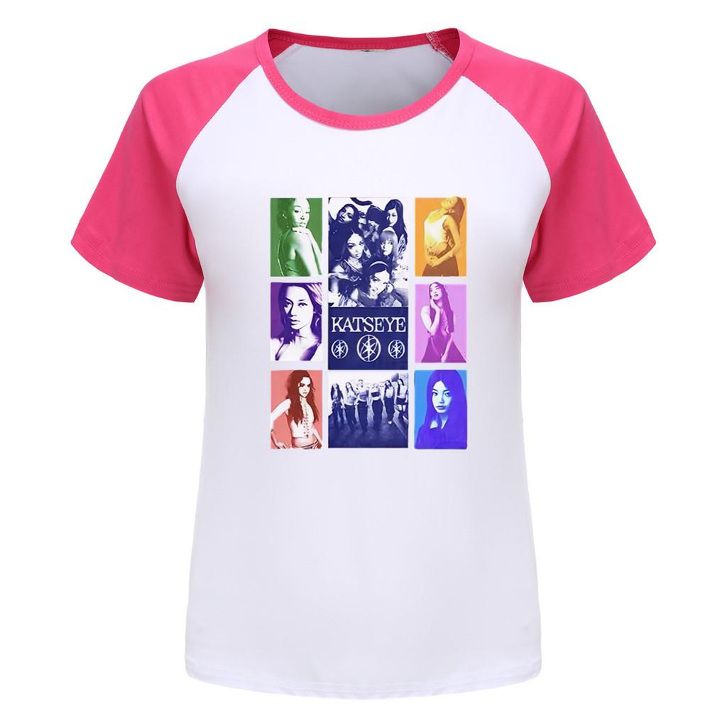 5321 Girls Fashion KATSEYE Print Raglan Short Sleeve T-Shirt