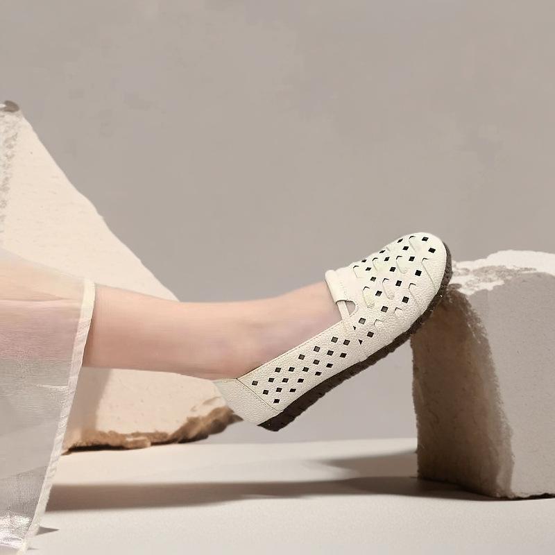 

Женские сандалии Женская обувь с вырезами Туфли для девочек из натуральной ПУ кожи Лоферы Мягкие Летние Пляжные Винтажные Балетки Сандалии Кроссовки для ходьбы 35 бежевый