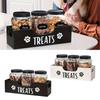 Pet Treat Storage Organizers Wooden Box 3 Sealed Jars Nonslip Base Storage Box