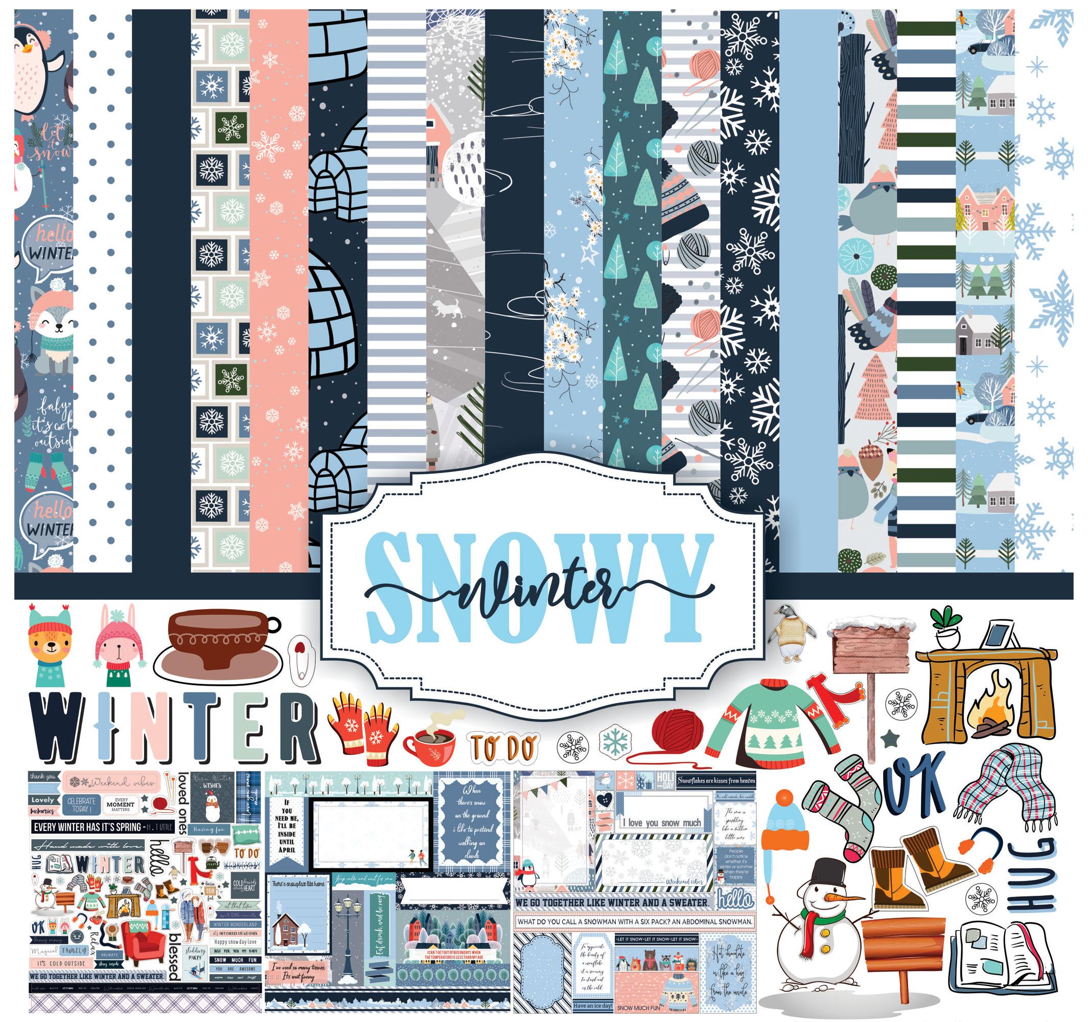 

Inkdotpot Зимняя тематическая коллекция Двухсторонний набор бумаги для скрапбукинга Карточки 12 x 12 Бумажная упаковка для изготовления карт с листом наклеек - 16 страниц - 12 x12 синий