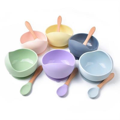 Set de Cuenco y Cuchara de Silicona con Ventosa para Bebés para Alimentar y Entrenar