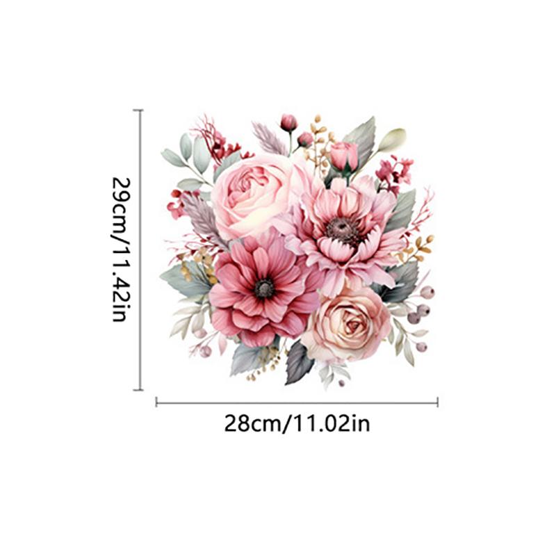 Bathroom Toilet Stickers Elegance Flower Wall Sticker Flower Pattern Self-Adhesive Paintings For Bathroom Living Decoration