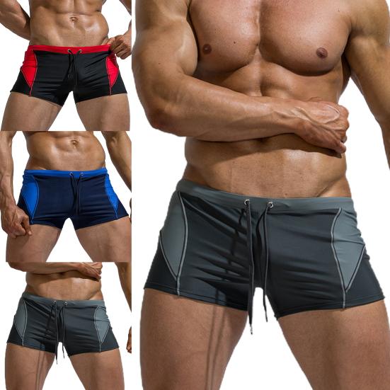 Beach Shorts Quick Dry Slim Nylon Stitching Color Men Swim Trunks for Surfing