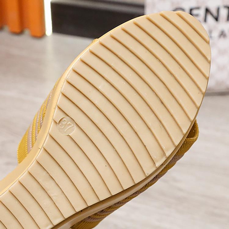 Women's Summer Clip On Outdoor High Slope Heel Slippers Casual Striped Pattern Thick Sponge Sole Vacation Sandals 35-40
