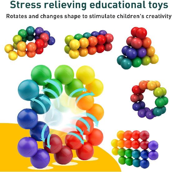 Fidget Balls, Fidget Toys Adults, Sensory Toys for Kids with Autism, Educational Ball for Travel Toys, Christmas, Stocking Stuffers