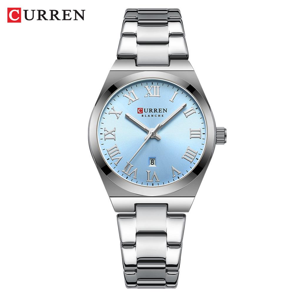 Orologio da polso da donna CURREN 9095 Impermeabile con numeri romani, calendario al quarzo