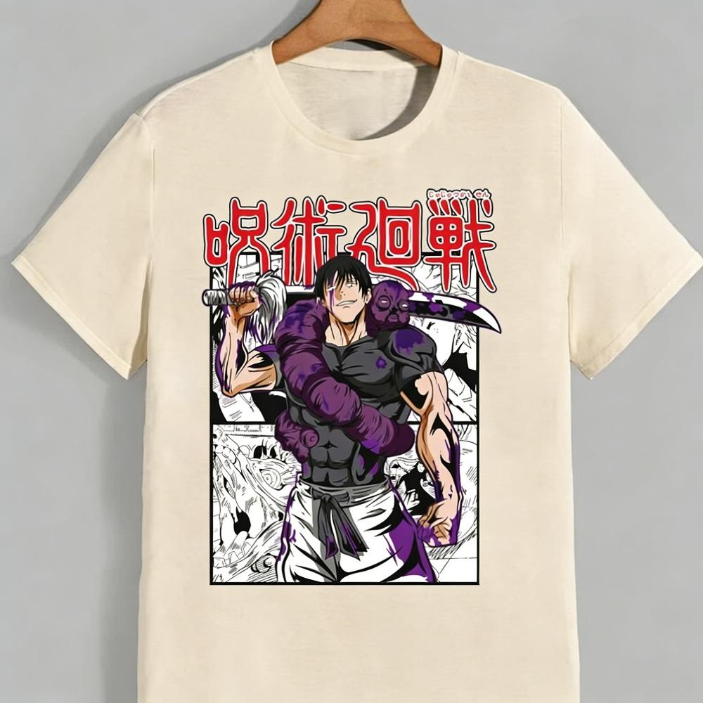 Jujutsu Kaisen Fushiguro Toji Unisex Pure Cotton Tshirt 2026 Summer Anime Print Round Neck Loose Family Short Sleeved Top