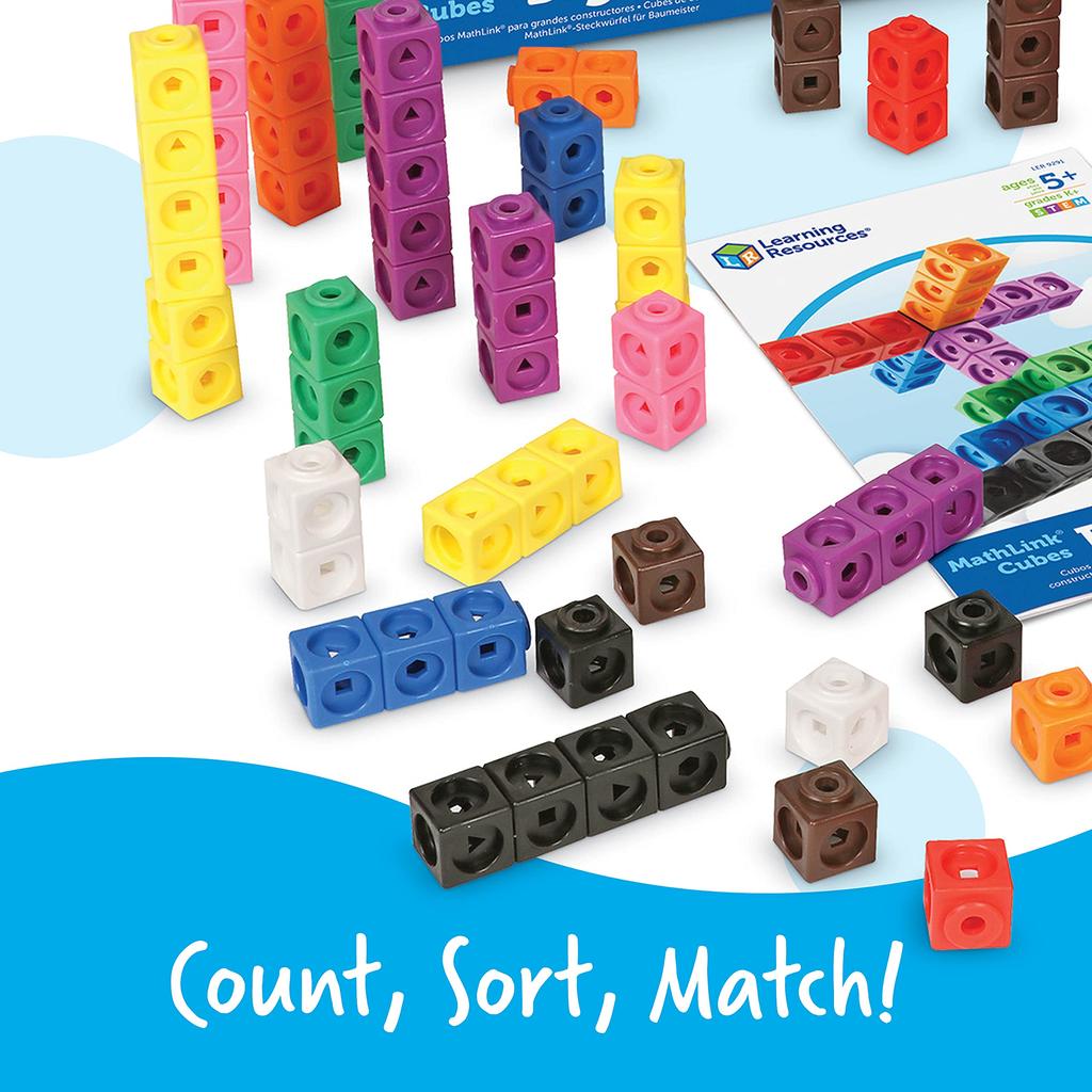 Learning Resources MathLink Series Cubes, Large Capacity, 200-Piece Set, LER9291, Authentic
