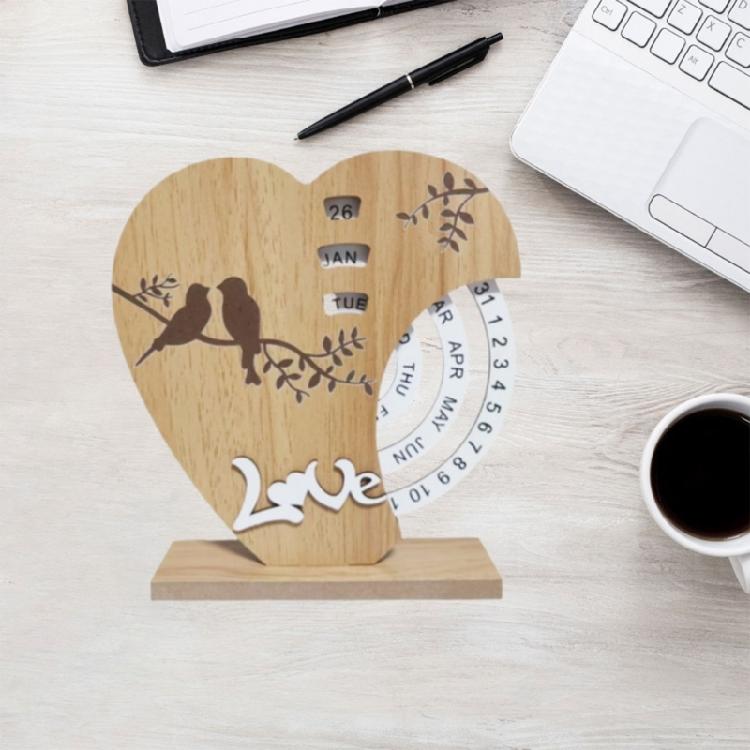 Adjustable Date Wooden Manual Rotating Annual Calendar Desktop Ornament Stable Base Creative Gift Design for Occasions