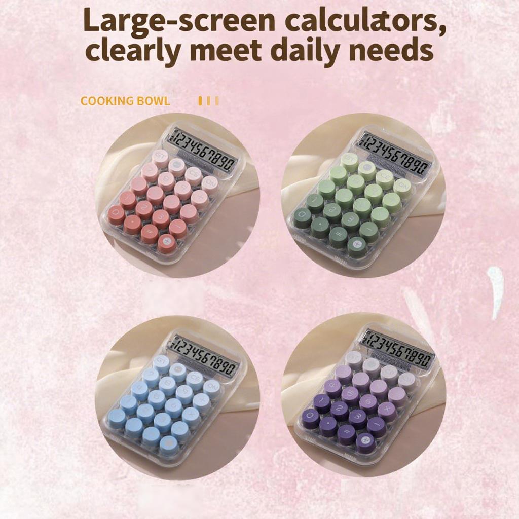Transparent Gradient Large Button Calculator, Large Screen Electronic 10 Digit, Suitable for Student Business Use