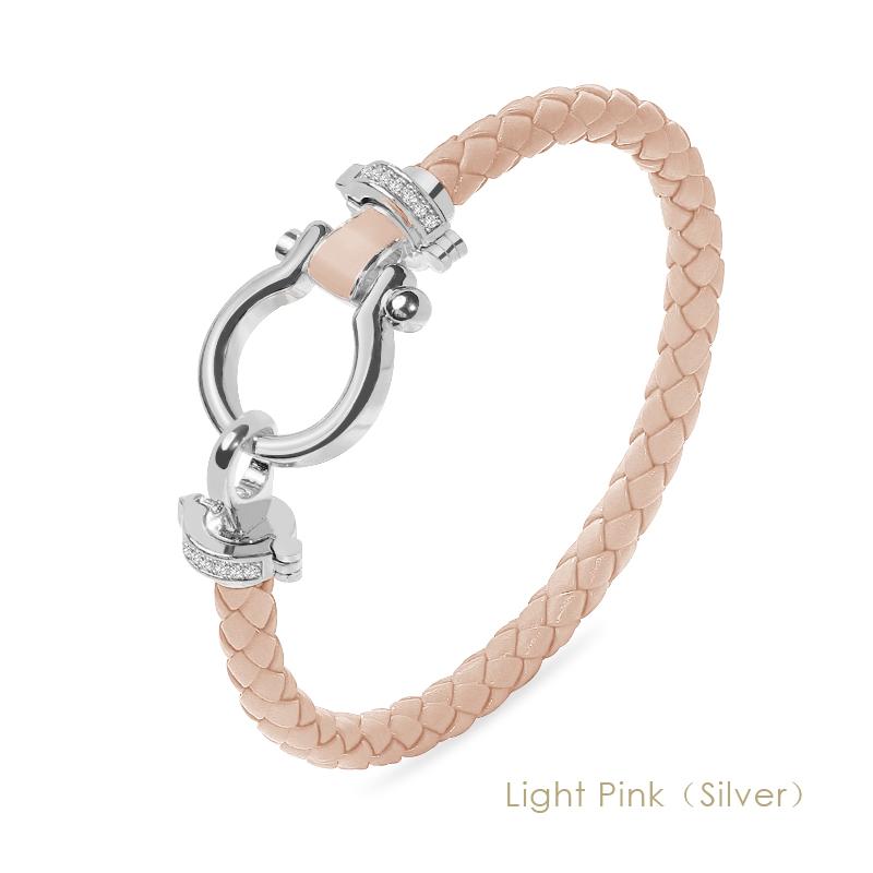 MOONLIGHT Women's Classic Horseshoe Shape Bracelet Genuine Braided Leather Bracelet Female Jewelry Present 11 Colors
