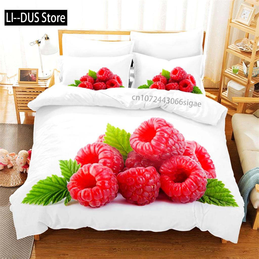 Comforter Red Cherry Bedding Set 3D Bedding Digital Printing Queen Size Bedding Set Fashion Designs