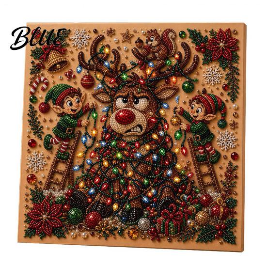 Shiny Faux Gemstone Craft Supplies Christmas Pearl Art Kit, DIY Rhinestone Painting 8" X 8", Cartoon 3D Picture Creation Snowman Animal Diamond